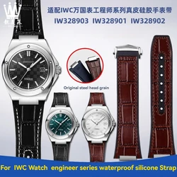 For IWC Engineer Series IW328903 IW328901 Modified Cowhide Rubber Bottom Watch Strap Steel End Link Watchband Accessories