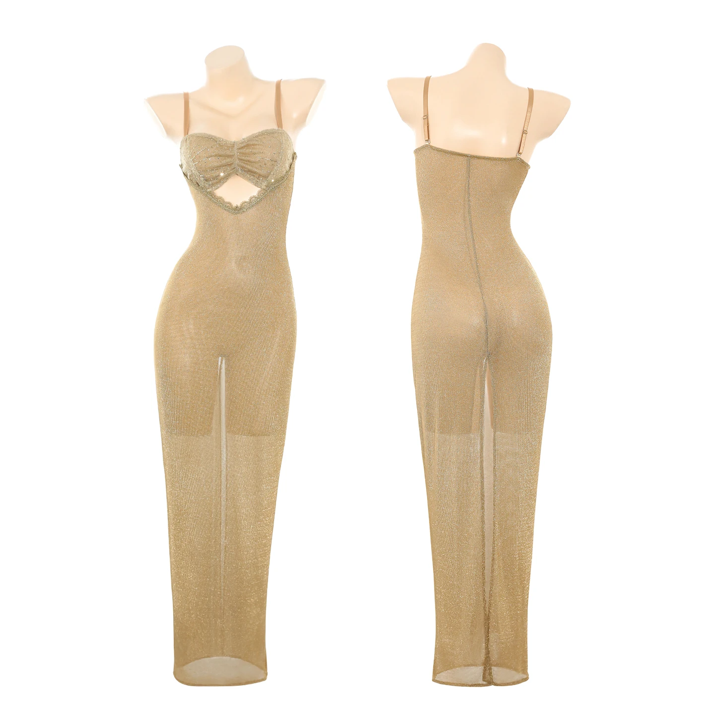 

Sexy Lingerie Women Gilding Self-Cultivation Slit Evening dress Small Breasts Flirt Straps No Need to Take Off Pajamas Uniform