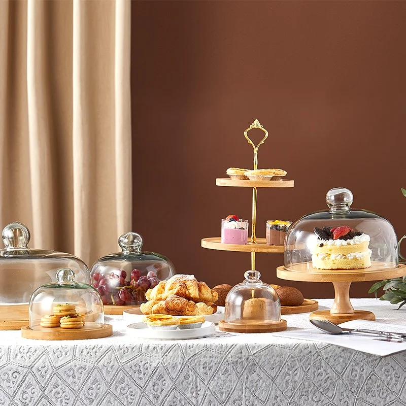 Creative High-legged Cake Plate with Lid Dust Dessert Display Fruit Tray Home Party Serving Tray Fruit Tea Snacks Tray