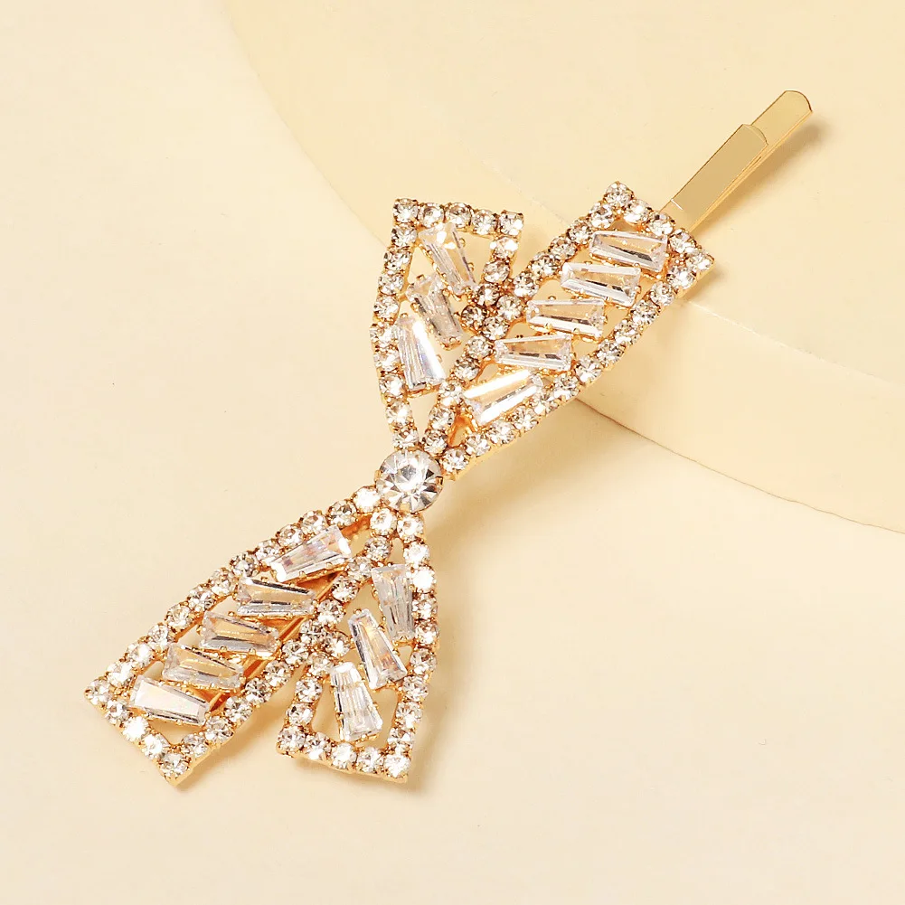 

Ebuty Luxury Rhinestone Hairpins Elegant Crystal Bow Hair Clips For Women side slip Barrettes Hair Fashion Accessories Headwear