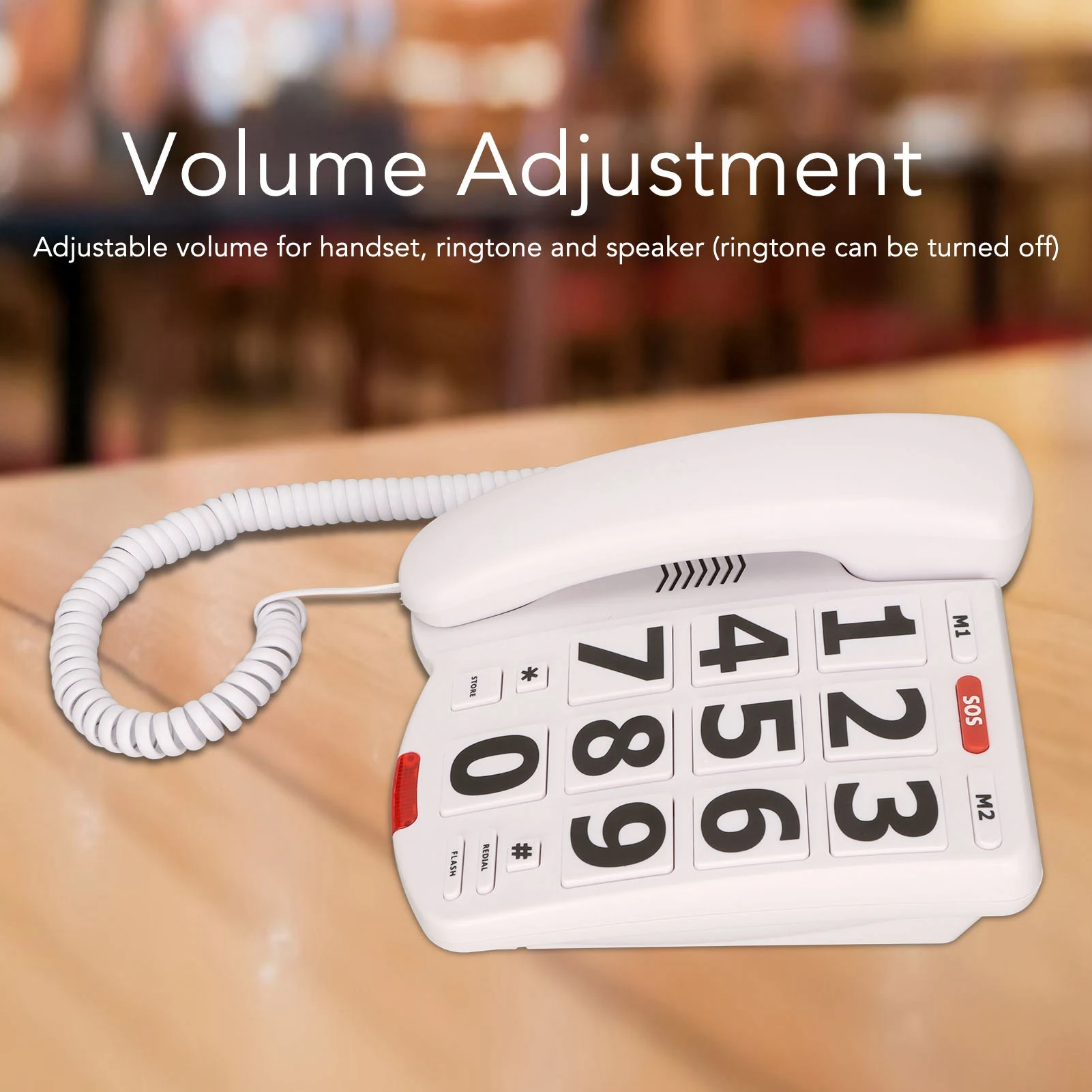 Corded Big Button Telephone Big Button Telephone Large Adjustable Volume Last Number Redialing Corded Landline Fixed Telephone