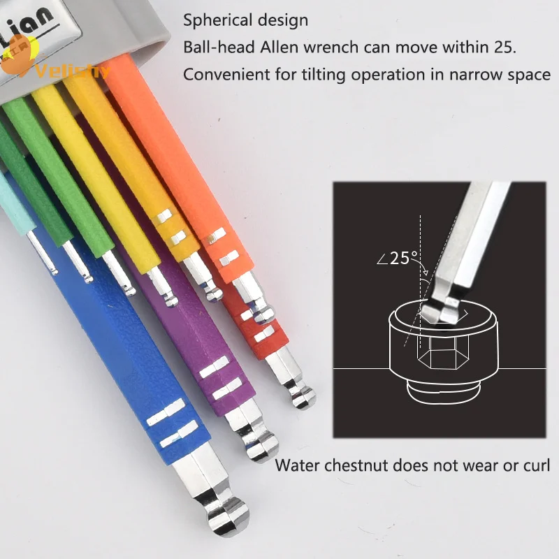 ألين مفتاح مجموعة L وجع عدة ل ألين المسمار 9 قطعة الذراع الطويلة عرافة مفتاح مجموعة 1.5 مللي متر إلى 10 مللي متر مسدس المفك أدوات يدوية لإصلاح الدراجة #3