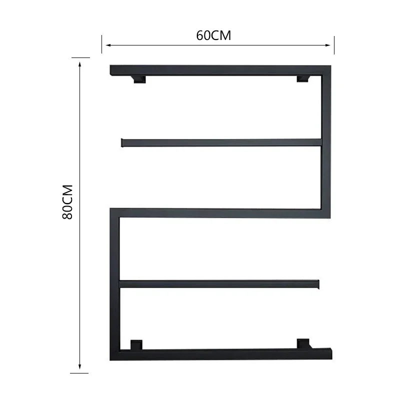 Imagem -06 - Elétrica Banho Toalha Prateleira de Aquecimento Banheiro Rack Secador de Toalha Inteligente Qualidade h 80cm 60cm Preto