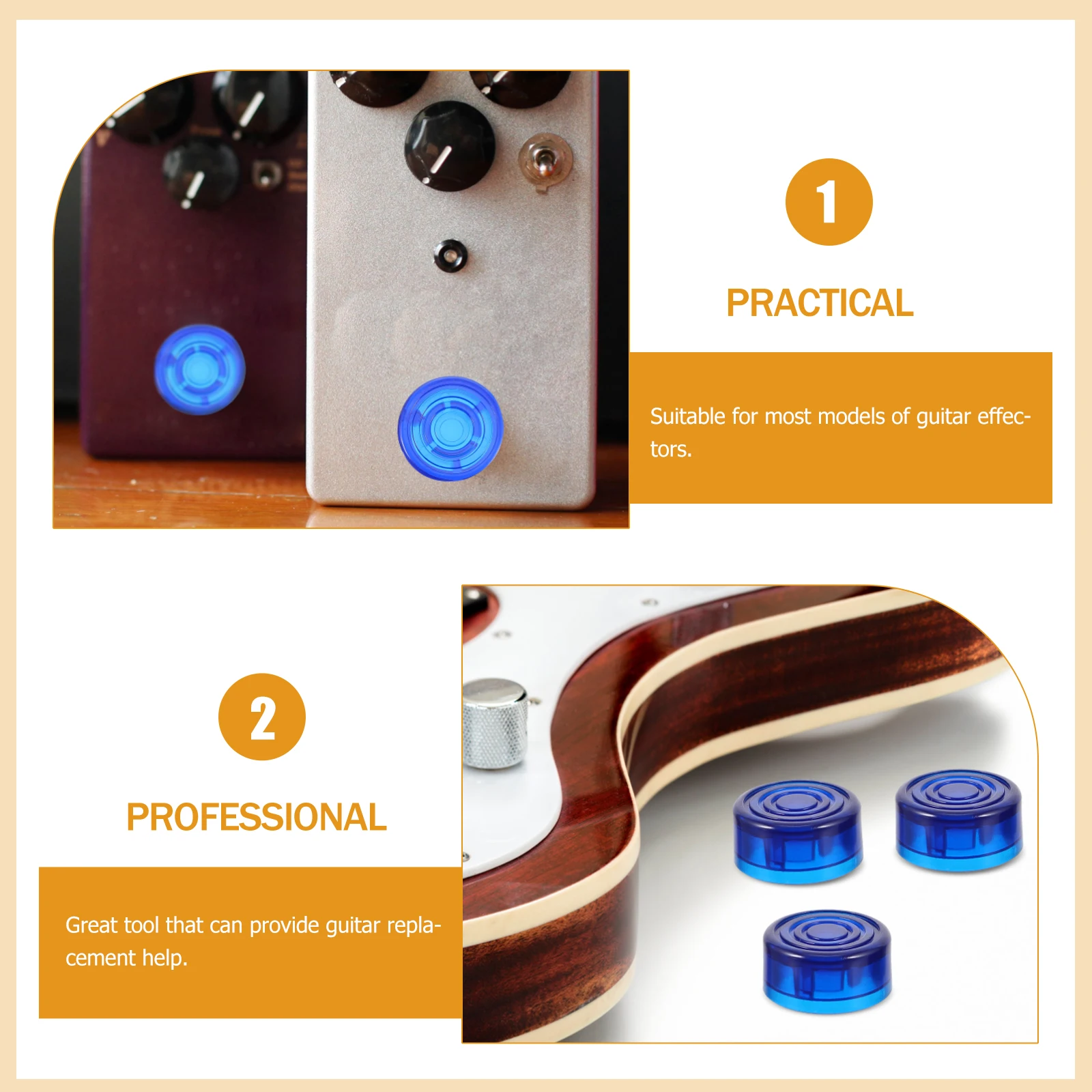 

6Pcs Transparent Plastic Guitar Effect Foot Pedal Caps Durable Protective Covers for Guitar Effectors