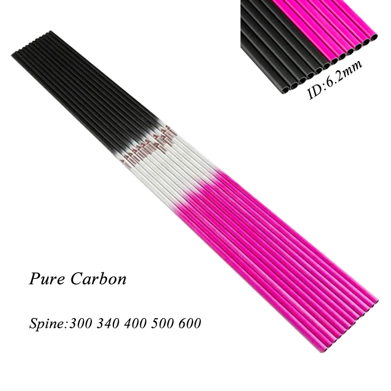 Linkboy Archery Pure Carbon Arrows Shaft ID6.2mm Spine 300-800 DIY Accessories Bow and Arrow Hunting Shooting 12pcs