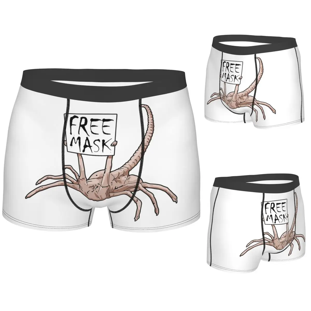 

Трусы-боксеры Шорты Бесплатная маска! - Трусики Facehugger, мужское мягкое нижнее белье для Homme, мужской подарок бойфренду