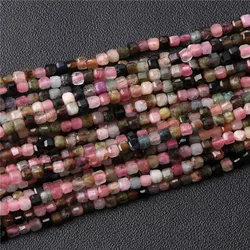 A+ Natural Faceted Stone Beads Small 2-3mm Square Pink Tourmaline Loose Spacer Bead For Jewelry Making Handmade DIY 15