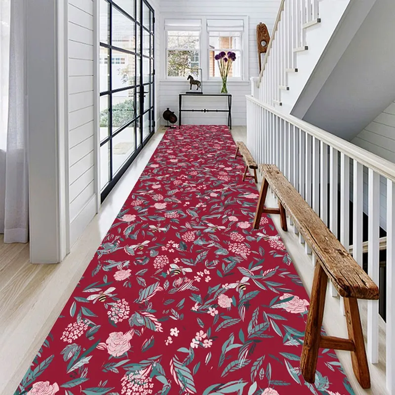 

Reeseflower Branch Bee Leaves Lobby Carpet Living Room Bedroom Porch Anti Slip Long Rugs Hallway Corridor Aisle Restaurant Decor