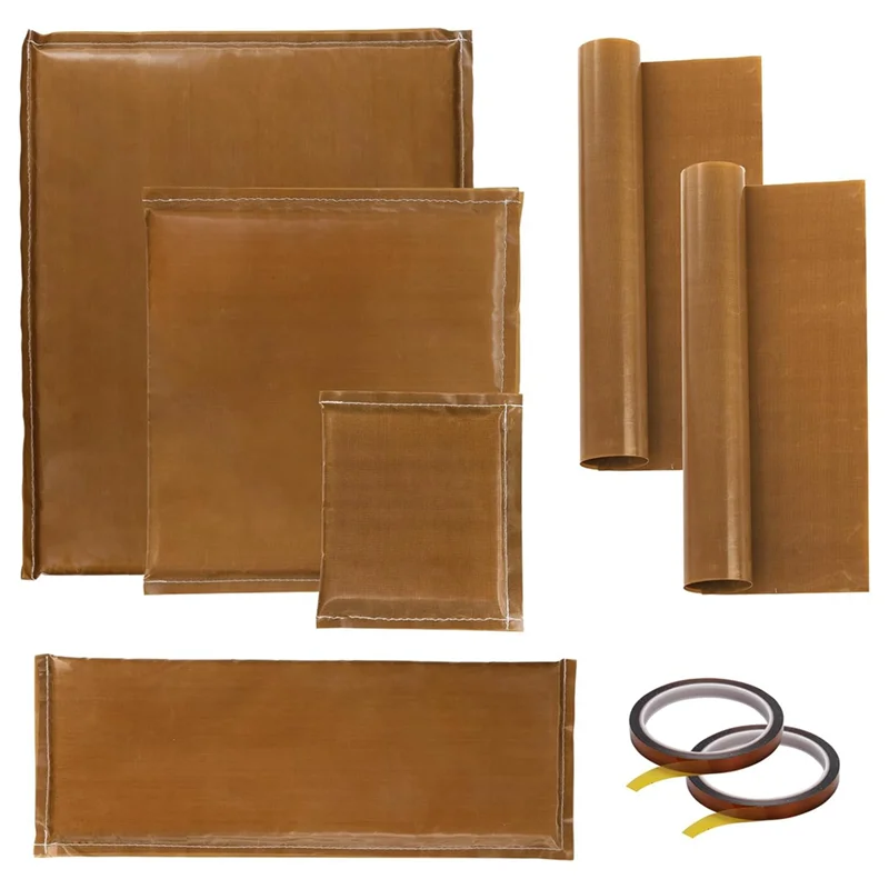 N89R Kit tappetino per cuscino pressa di calore da 8 pezzi, 4 dimensioni - Cuscini per trasferimento pressatura di calore, 2 fogli e 2 nastri