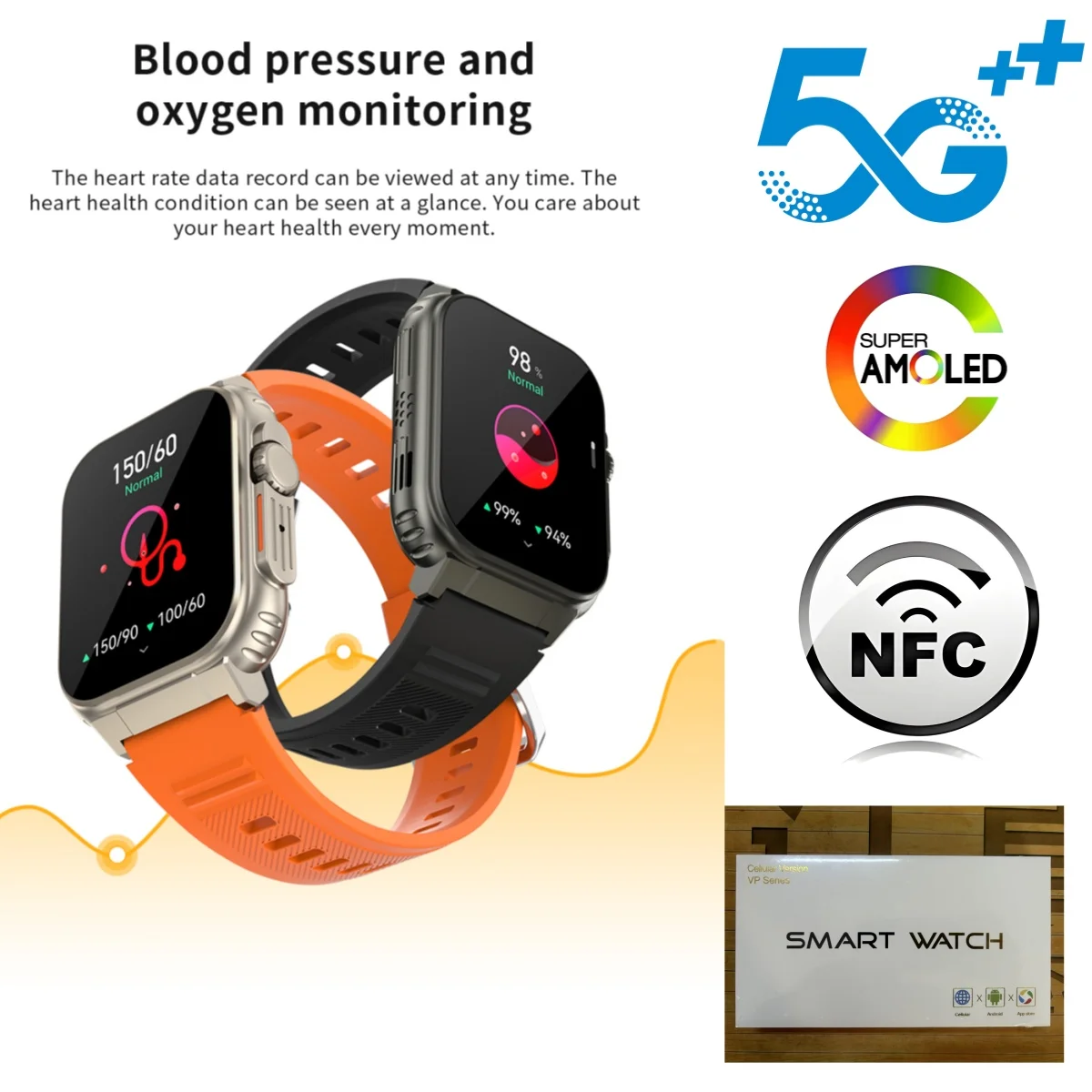 DW100 Pro+ Smartwatch 5G LTE Cellular Version Smart Watches Full-Netcom Android 10.0 0S 200W Pull-out Camera Fingerprint Unlock