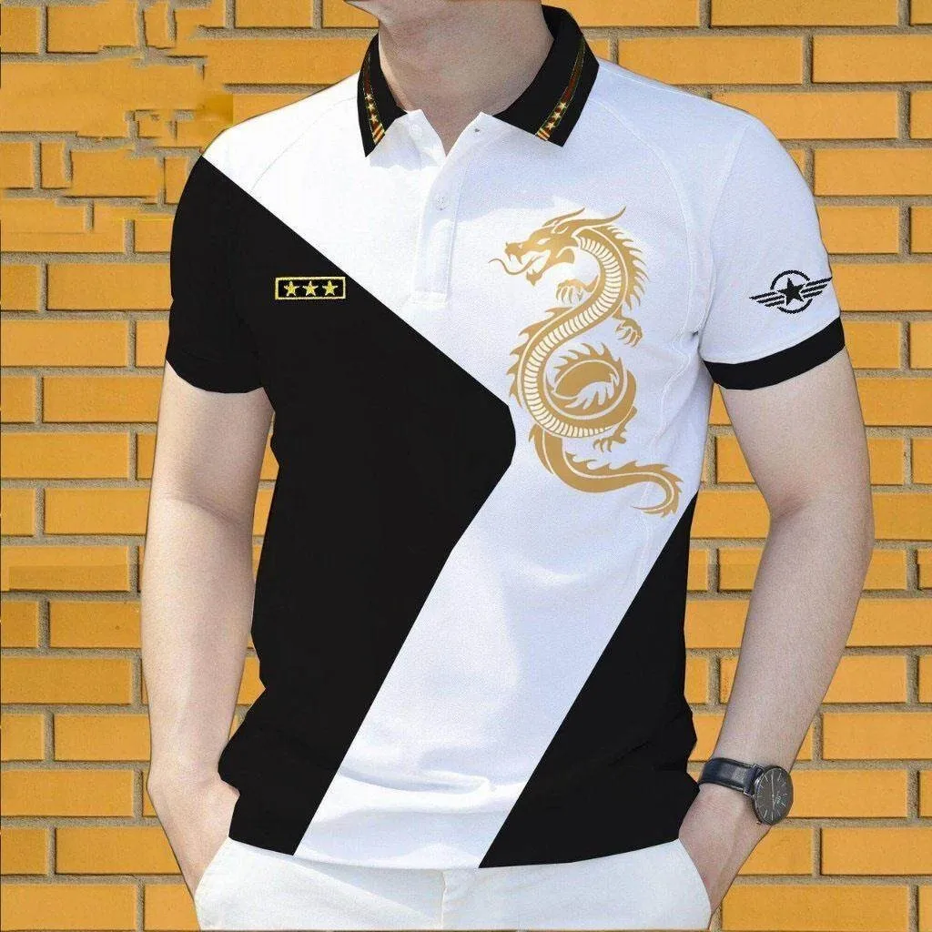 

Season's New Short-sleeved Polo Shirt Men's Traceless High-elasticity Turn-over Middle-aged Business Casual Shirt for Men