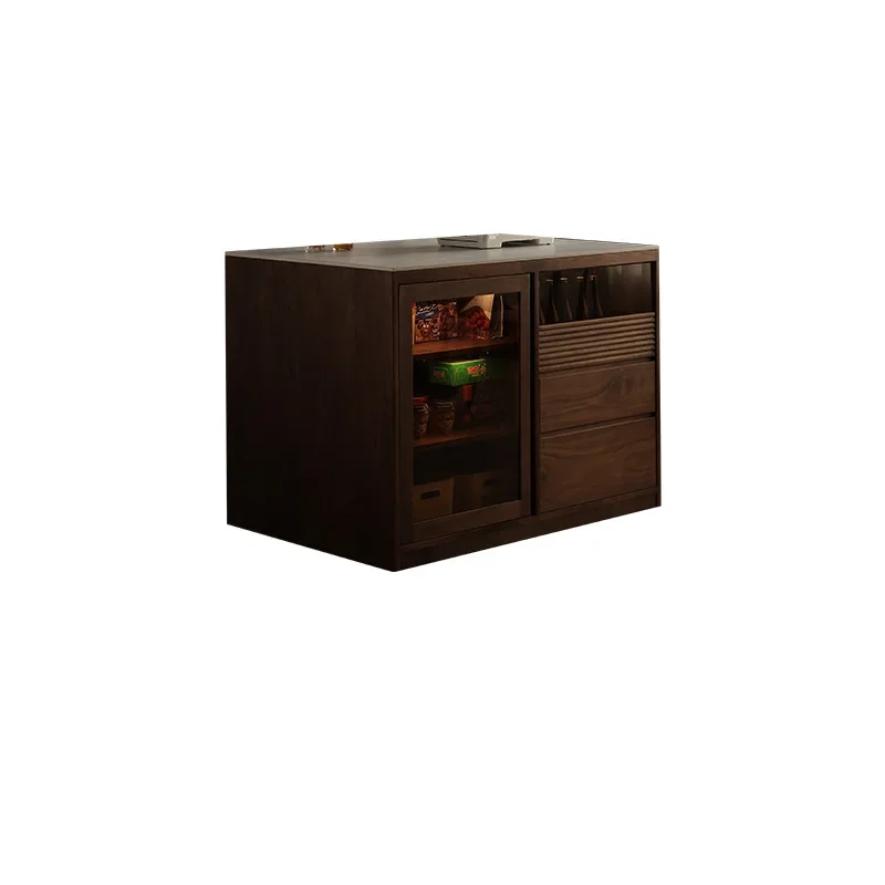 

North American black walnut island counter bar counter Nordic solid wood kitchen living room cooking table rock slab dining