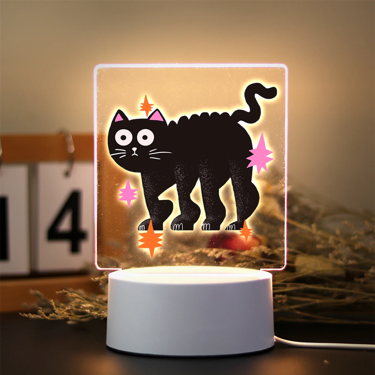 New Cartoon Animal Cat Unicorn Tiger Arcylic 3D LED Night Light Kids Children Holiday Birthday Cute Gift Home Table Lamp Decor