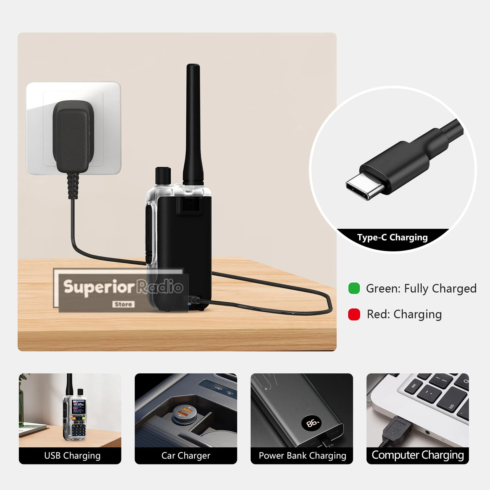 1/2/4 SZT. Baofeng UV-5R Mini Walkie Talkie Przezroczyste z Portem Type-C Wszechstronne AM FM Szybkie Kopiowanie Duża Pojemność Funkcja Alarmu Radiotelefony DTMF