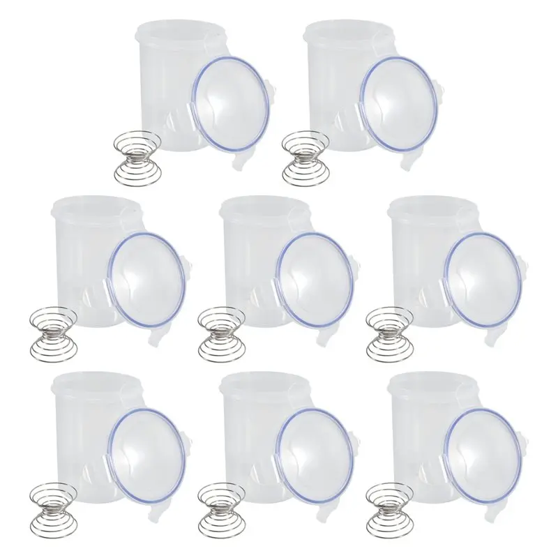 AEE4-8 Sets Paint Container Plastic With Stainless Steel Mixing Ball Touch Up Paint Storage Cups For Repainting Leftover Paint,1