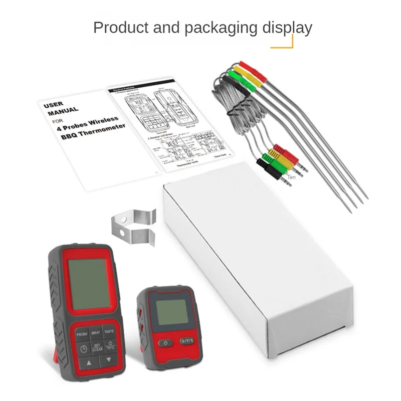 

AB47-Wireless Meat Thermometer For Grilling And Smoking With Four Meat Probe Kitchen Timer Digital Cooking Food Thermometer