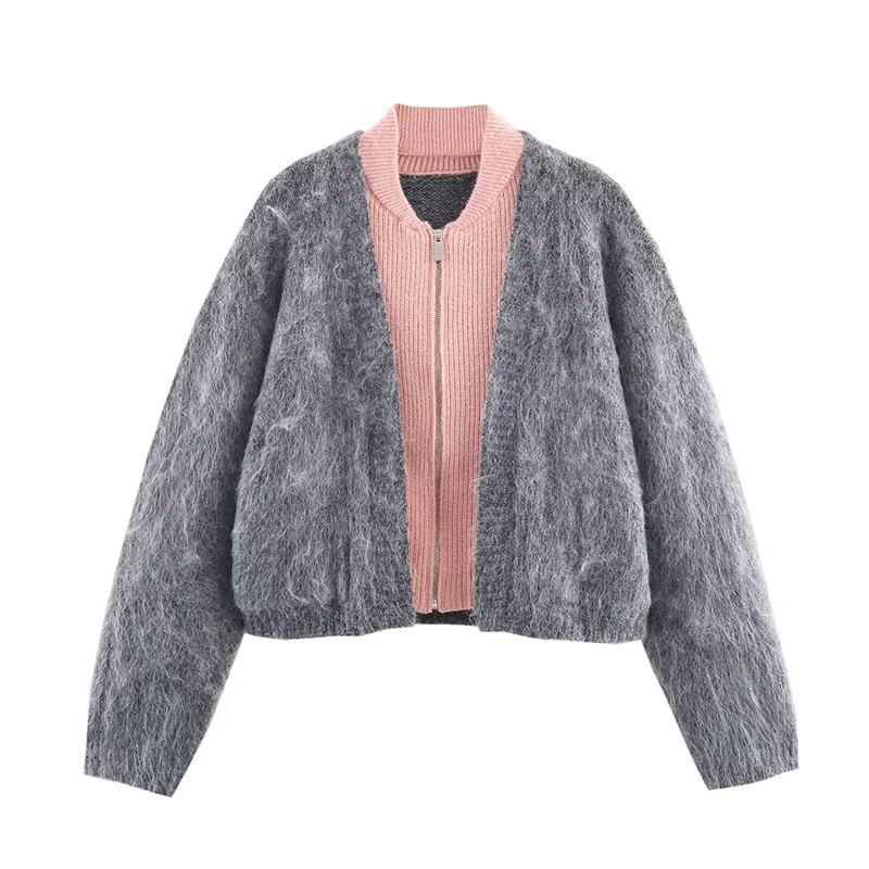 

2025 Autumn Casual Jacket Coat Fashion Double Sided Knitting Effect Long Sleeve Zipper Jackets For Women Streetwear Outerwear ﻿