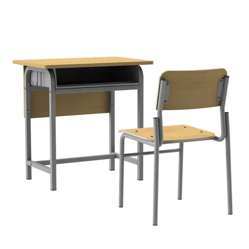 Modern Comfortable Wooden Primary School Furniture Single Student Desk and Chair Set