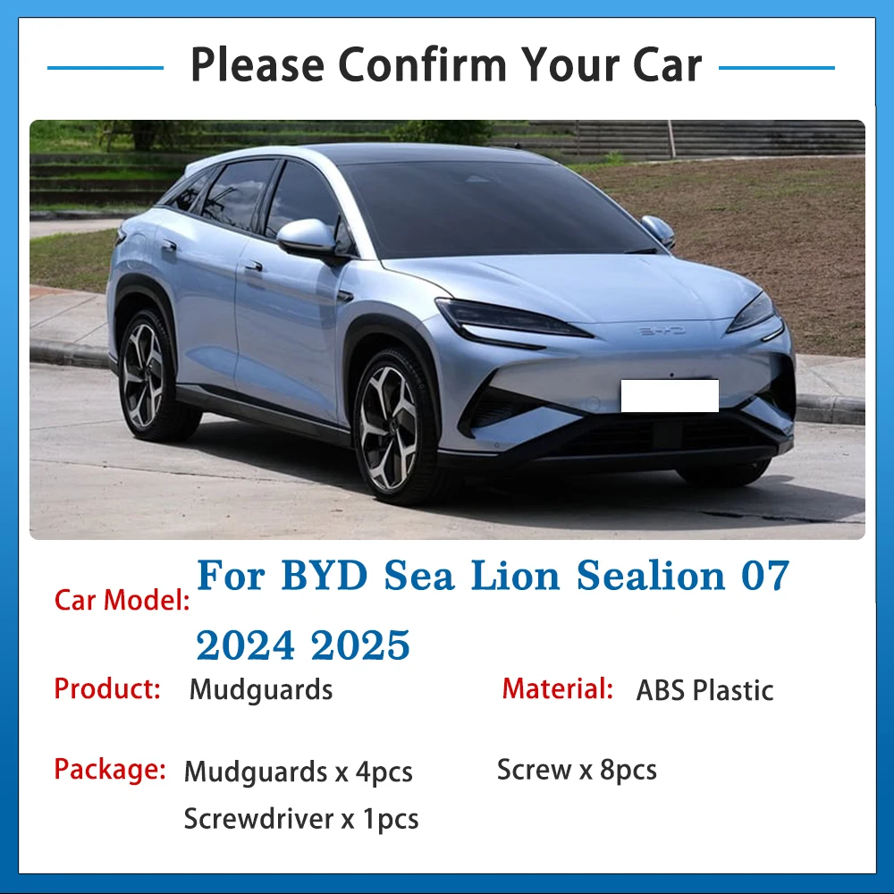 Auto Parts For BYD Sea Lion Sealion 07 2024 2025 Car Fender Mudguard Mud Lining Flaps Guard Splash Flap Car Exterior Accessories