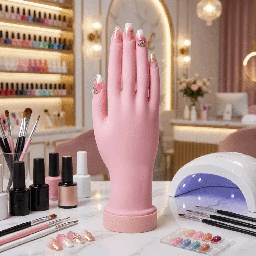 Professional Flexible Nail Practice Hand Multi-joint Silicone Fake Hand Soft Nail Display Bendable Hand Model Manicure Training