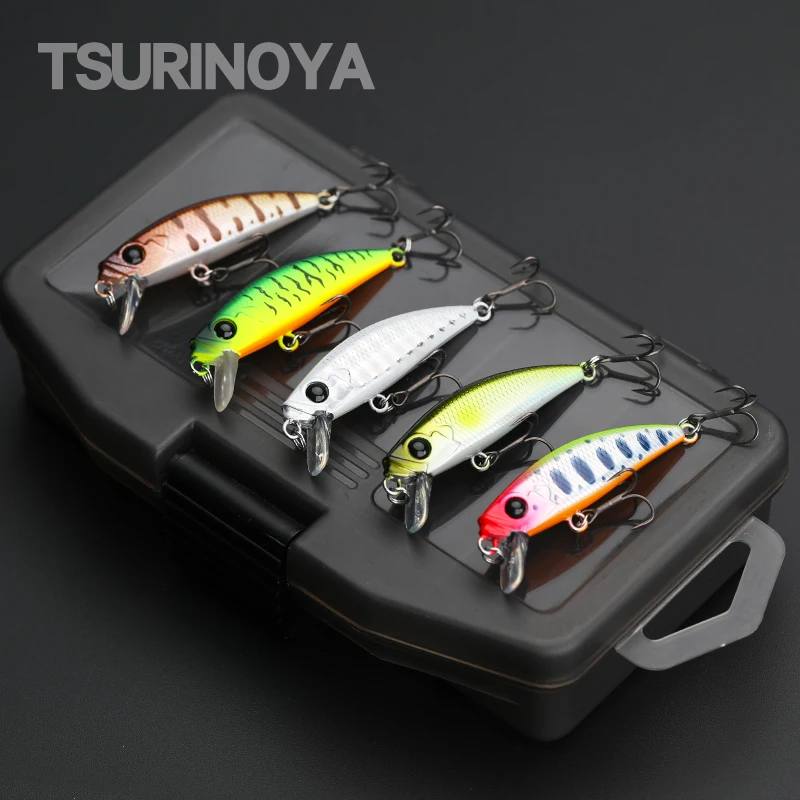 TSURINOYA 46S Sinking Minnow Set 5pcs Artificial Trout Jerkbait Wobbler Ajing Hard Baits Bass Pike Stream Lake Fishing Lure Kit