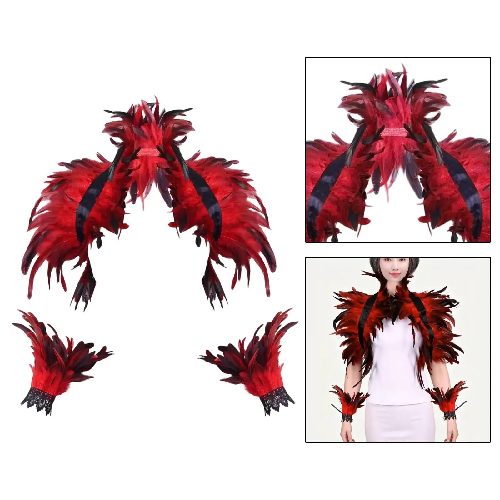 Witch Feather Shawl Lightweight Novelty Wristband Dressing up Feather Wrist Cuff for Photo Props Stage Performance Dance Party