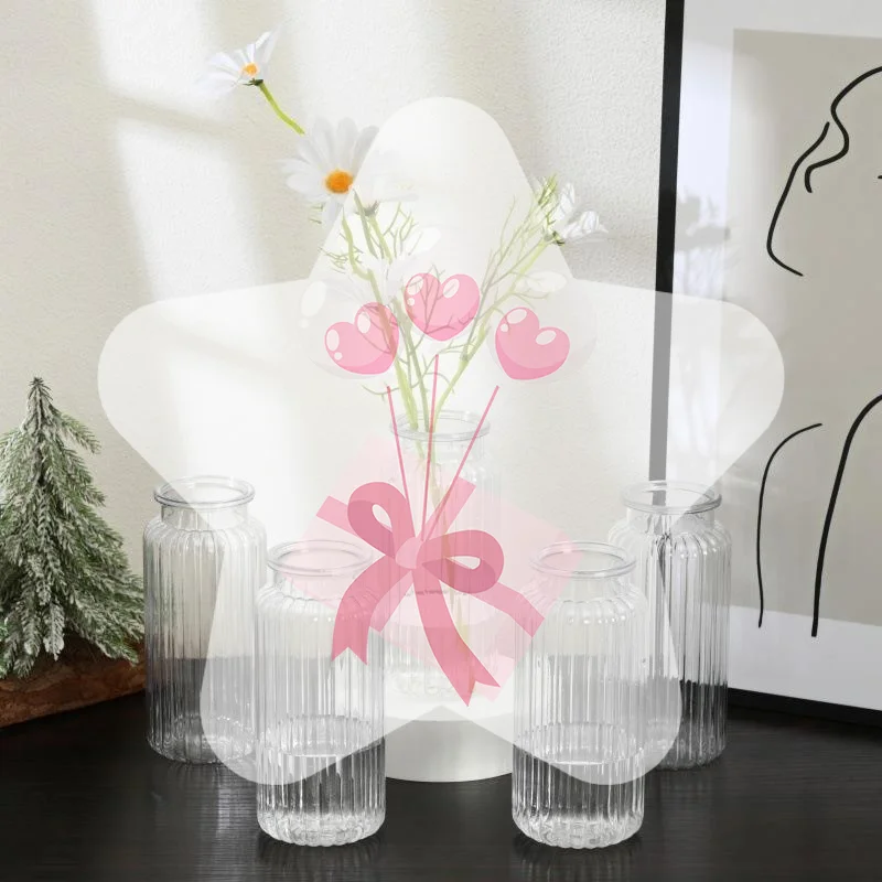 Clear Vertical Ribbed Plastic Vase, Shatterproof And Durable Centerpiece For Tabletop Floral Arrangement Décor