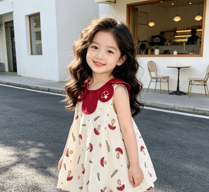

Children's Clothing Summer New Girls' Dress Sweet Collar Flower Bud Skirt Girls Sleeveless Dress Cute Skirt