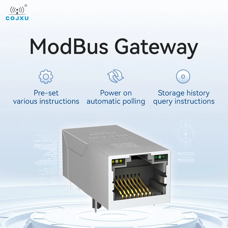 TTL seri ke NE2-T1M Ethernet 10M/100M, seri ke Port jaringan RJ45 Ultra kecil ukuran Modbus Gateway TCP ke RTU MQTT