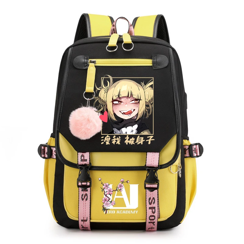 Kawaii Anime Backpack My Hero Academia Himiko Toga School Bag Student Girls Large Capacity Normal Camping Back Pack New Bookbags