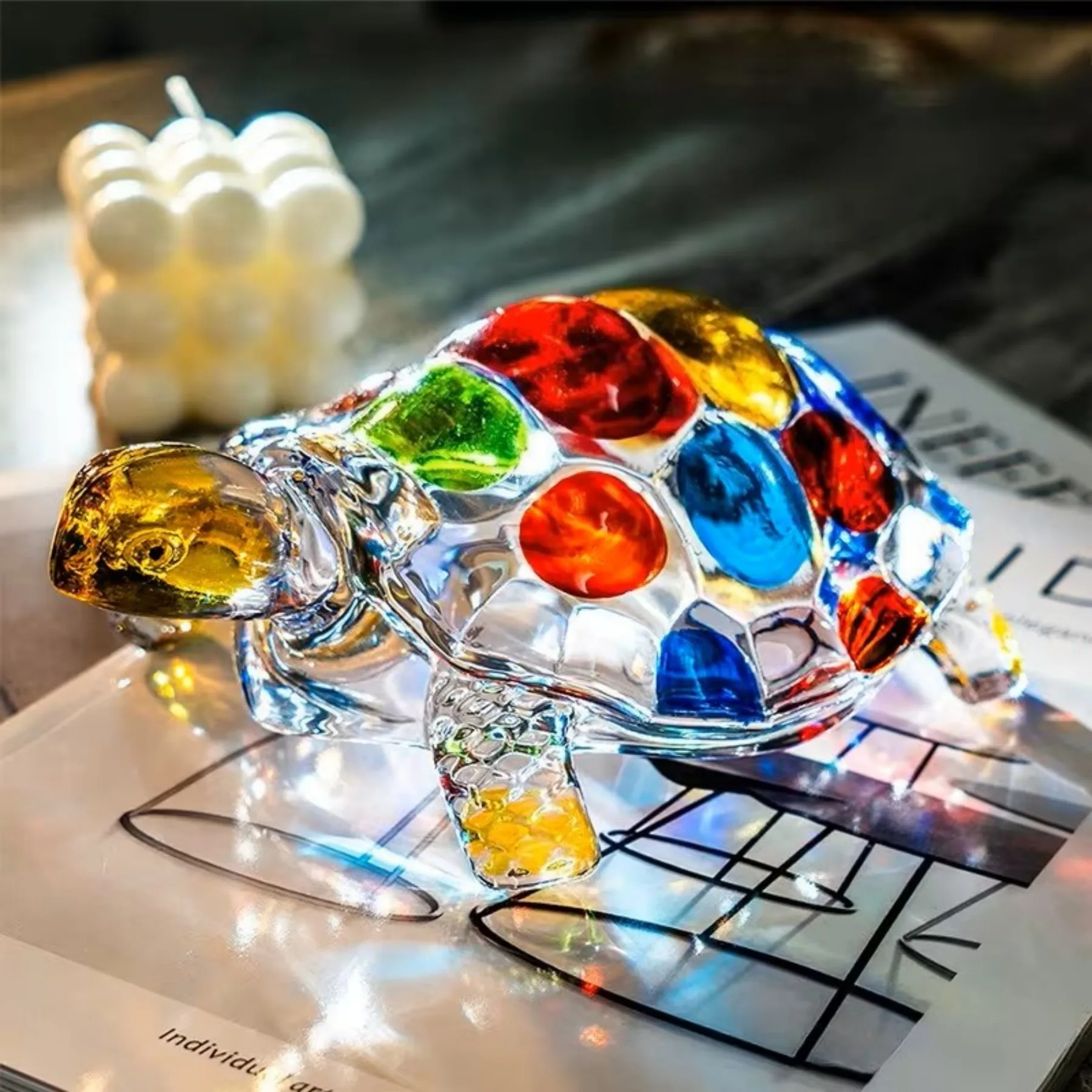 Crystal Turtle Ornament - Home Desk Decor, Fish Tank Figurine, Paperweight, Christmas Thanksgiving Birthday Housewarming Gift