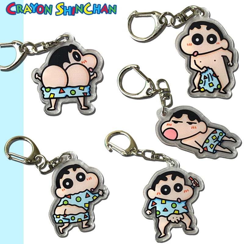 

Crayon Shin-chan Cartoon Acrylic Keychain Anime Figure Pajamas Shin Keyring Cute Backpack Bag Decor Key Chain Accessories Gifts
