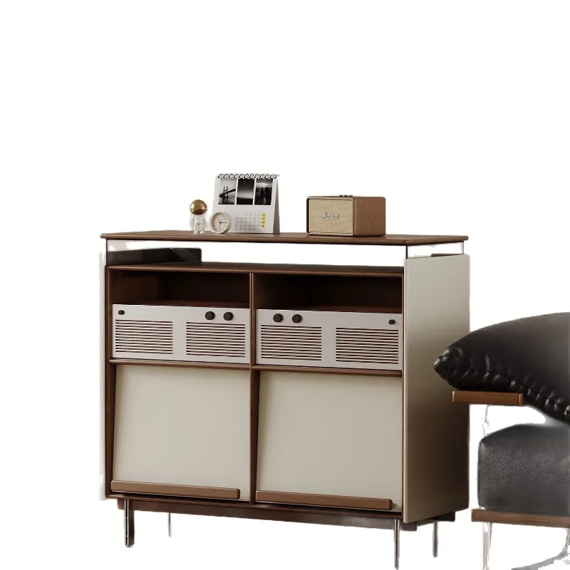 

French side cabinet Bauhaus retro solid wood living room integrated wall chest small apartment locker