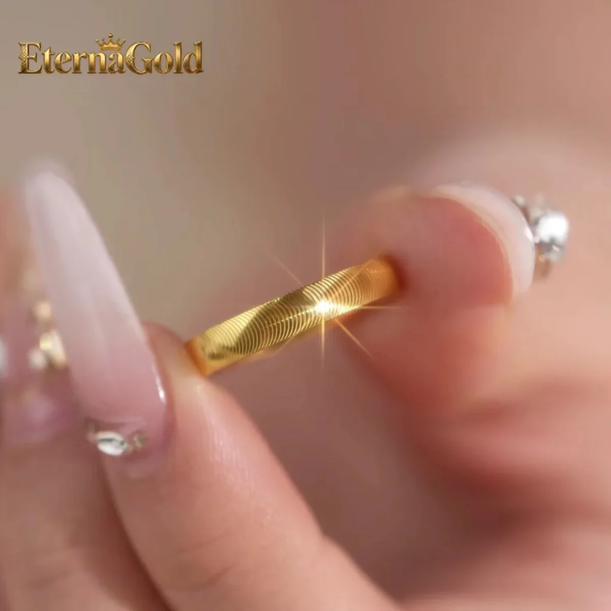 

EternaGold Sparkling Cat's Eye Ring Women's 24K Gold AU999 - Cat's eye gold ring with exquisite vibe, AU999 gold, BFF matching