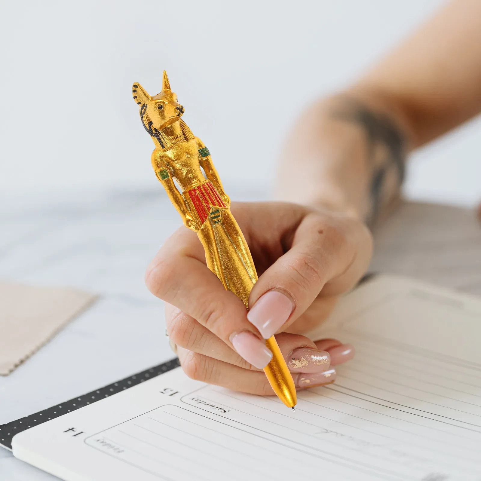 

5Pcs Pharaoh Shaped Ballpoint Pen Creative Plastic Ball-Point Pen for Wedding Signature Office Use Beautiful Egyptian Character