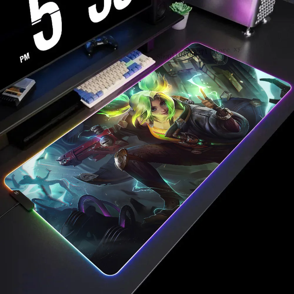 Zeri Immortal Journey League Of Legends Mousepad XXL RGB Gaming Mouse Pads HD Black Gamer Accessories Large LED