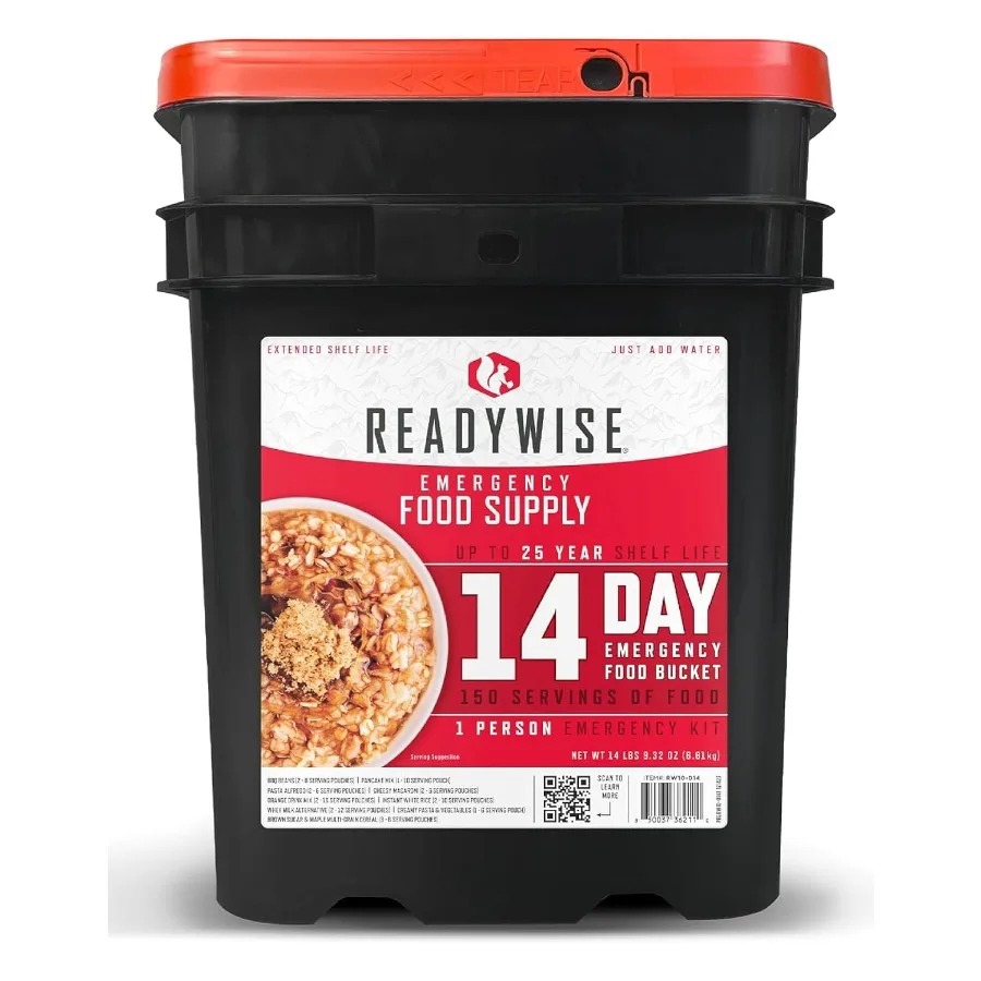 

Emergency Food Supply - 14 Day 150 Servings Emergency Freeze Dried Food Bucket Protein Meals Camping Essentials Survival Kit Di