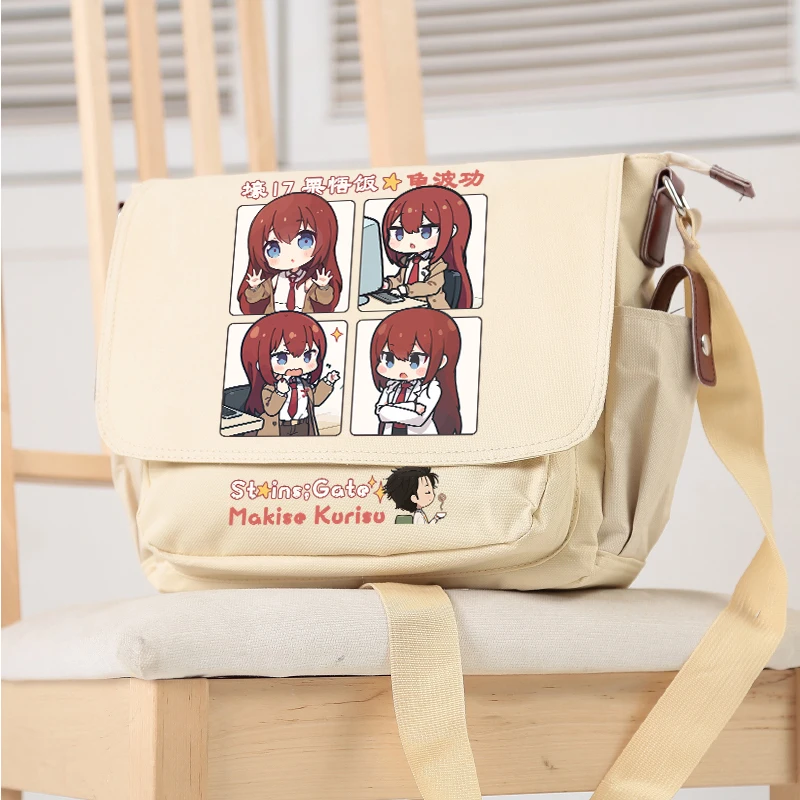 Makise Kurisu Theme Backpack School Bag Student Knapsack Anime Cosplay Handbag Messenger Bag Game image 2