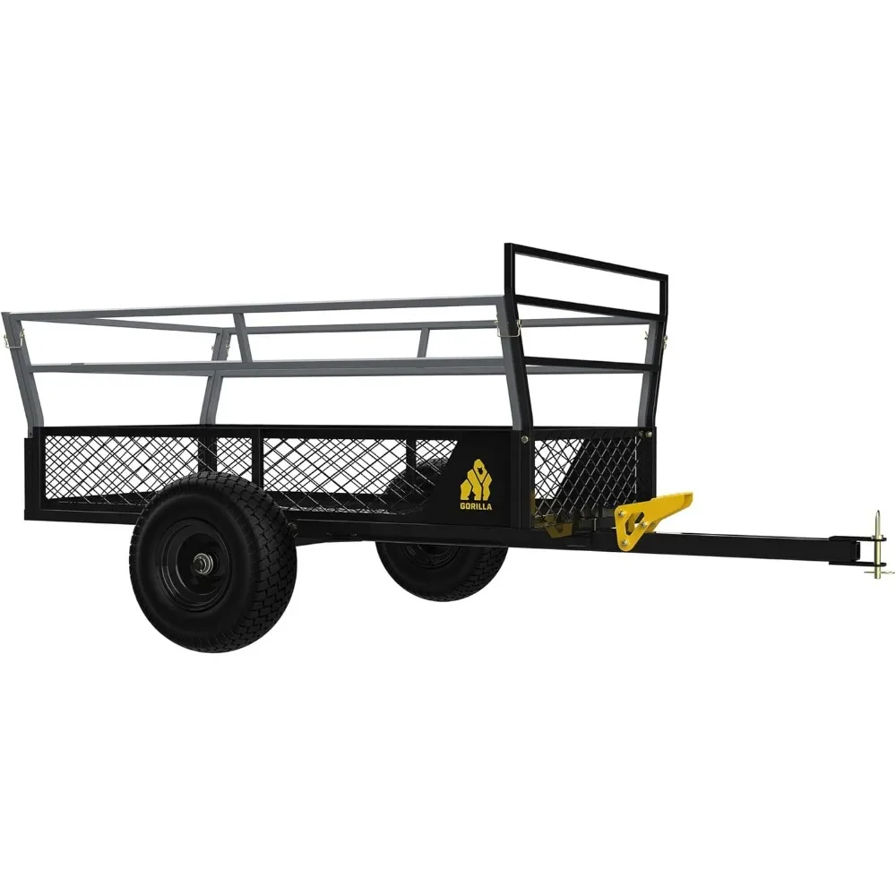 Rugged Outdoor ATV Trailer Utility Garden Cart With 1400 Pound Capacity Black and 3-in-1 Tailgate for Hauling Large Loads Carts