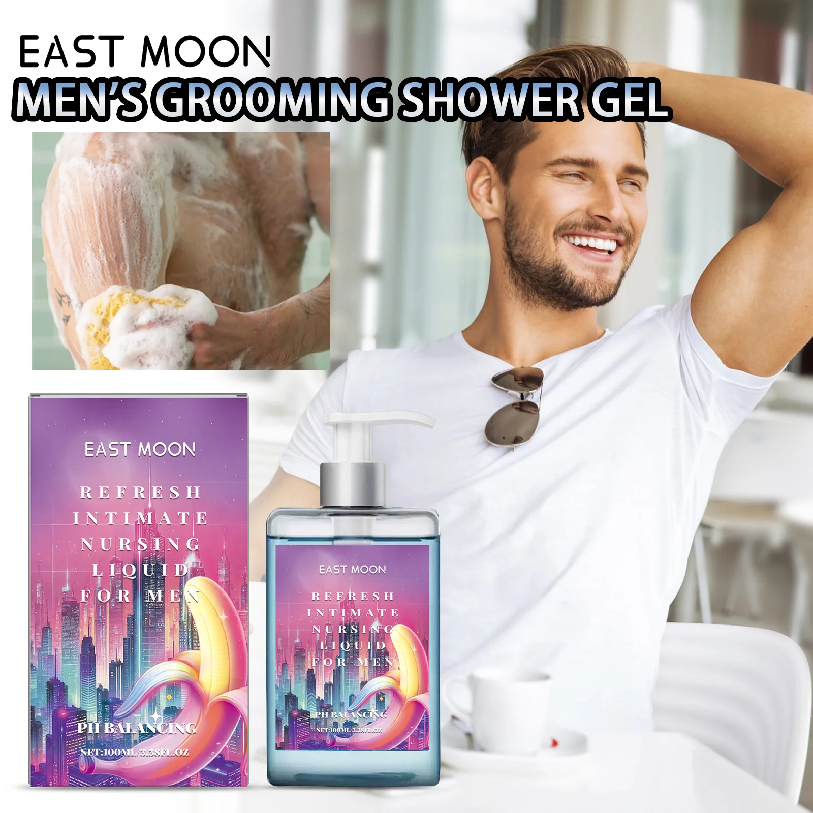 

Мужской гель для душа East Moon, очищающий запах тела с длительным ароматом, уход за кожей, увлажняющий гель для душа