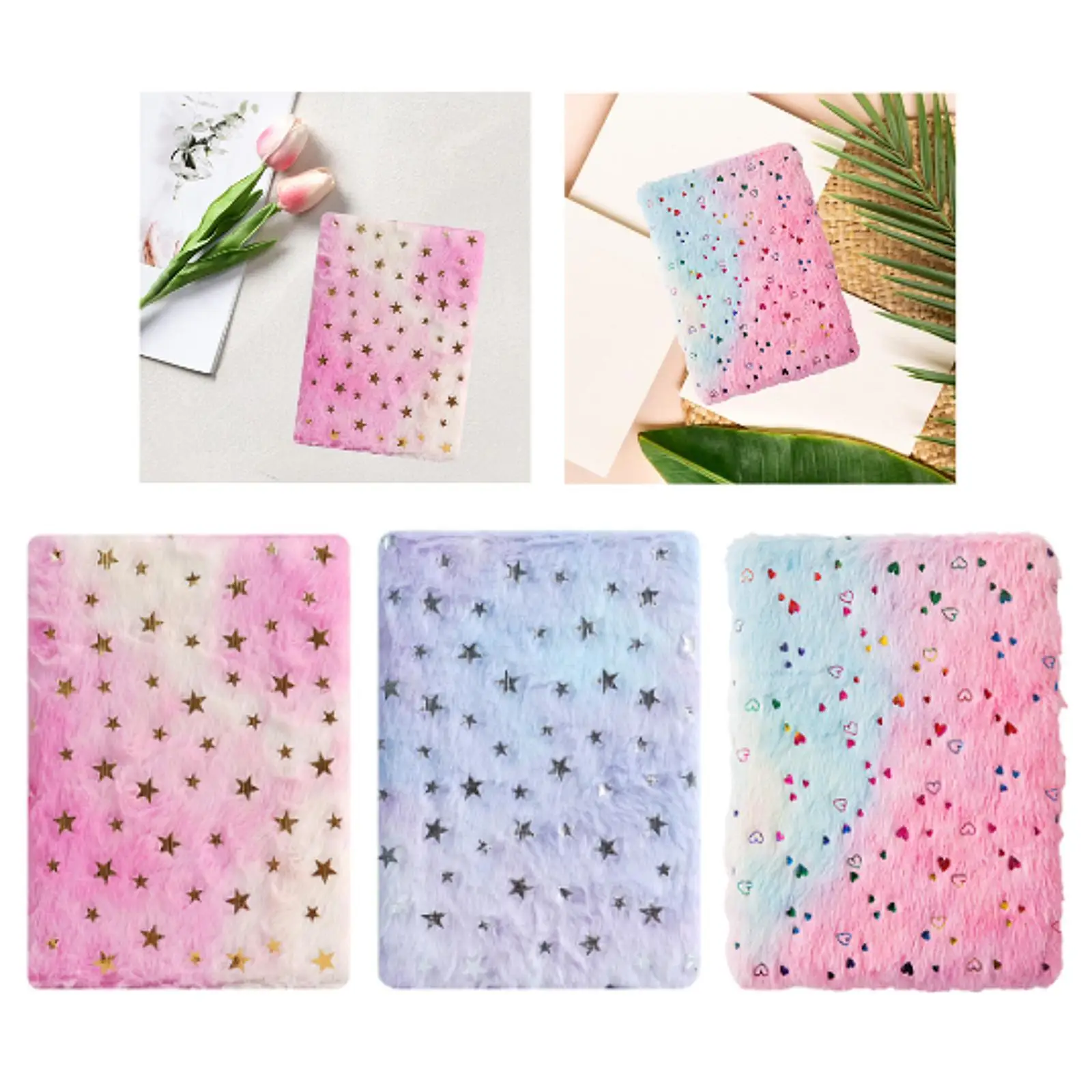 Blocco note per diario con copertina in peluche per adolescenti, forniture per ufficio, donne