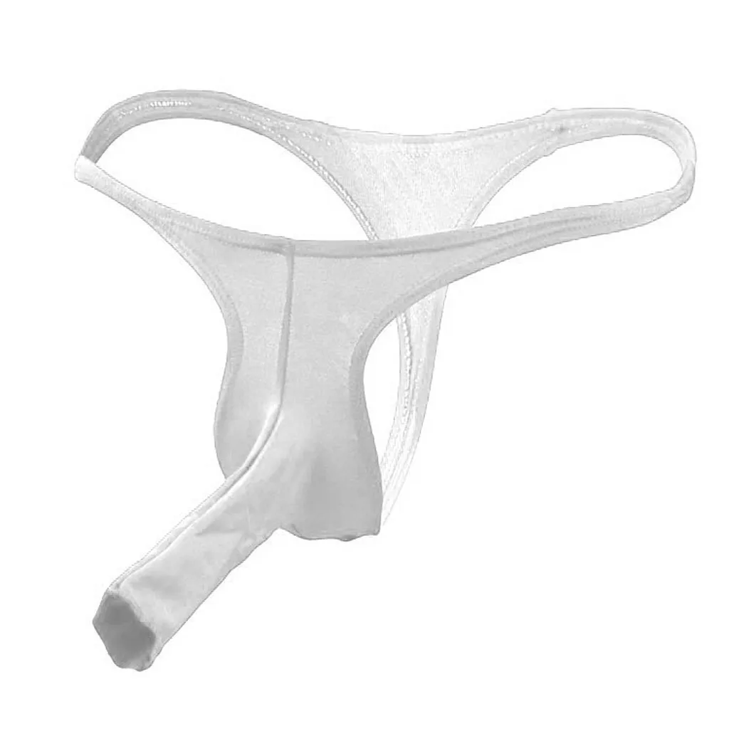 Männer Eis Seide T-Back Tanga Unterwäsche lange Peni Beutel Elefant Nase G-String Tasche Abdeckung Penis G-String sexy einfarbige Unterhose