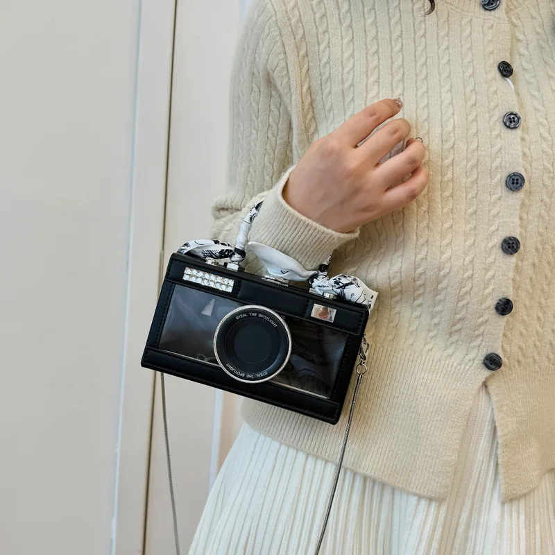 

Women shoulder bag Handheld Box Camera Bag Ins Korean Trendy Laser Chain Small Square Bag