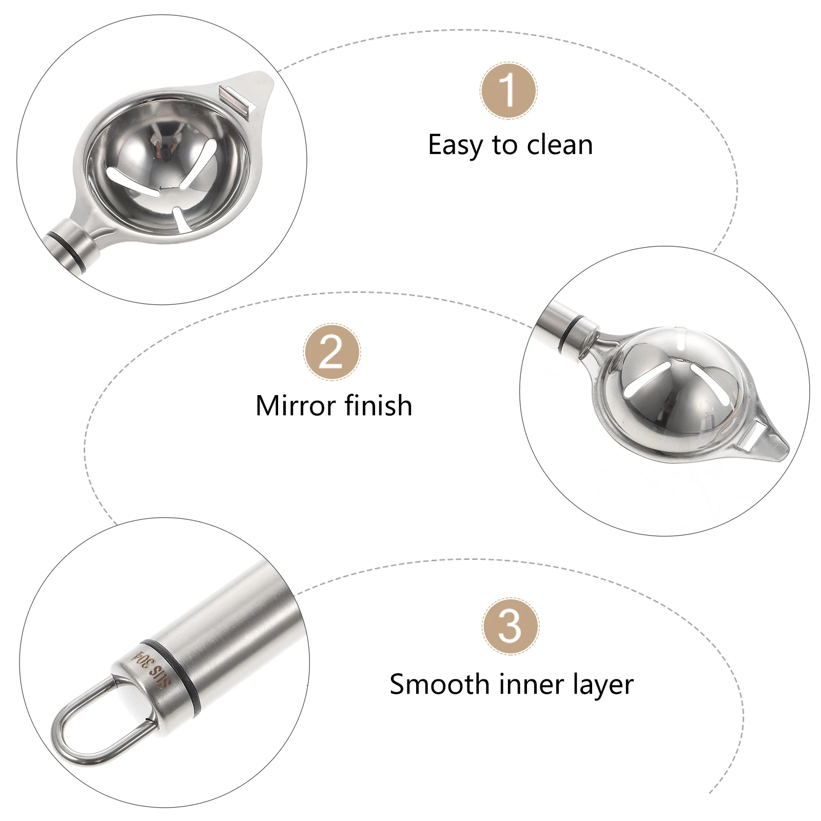 

Egg White Separator 304 Stainless Steel Yolk Extractor Divider Smooth Filter For Cooking Baking Kitchen Tool