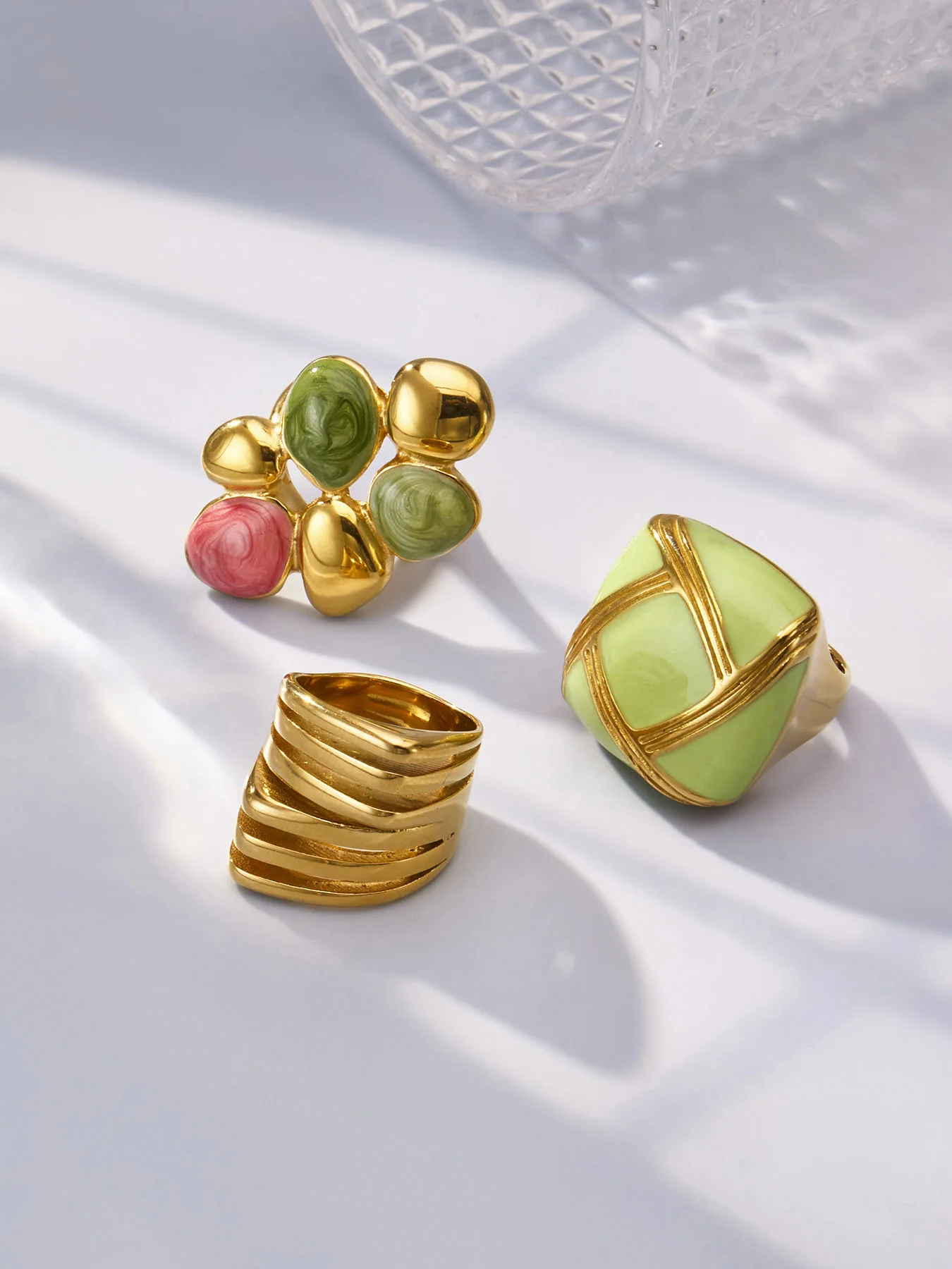 Übertrieben Bunter Emaille-Tropfenring aus 316L Edelstahl mit 18K Goldplattierung für Damen, Wasserfest und Farbecht – Detail 12
