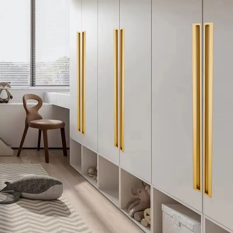 4PCS Aluminium Alloy Recessed Furniture Handles Drawer Pulls Invisible Cupboard Wardrobe Tatami Closet Dresser Cabinet Pulls