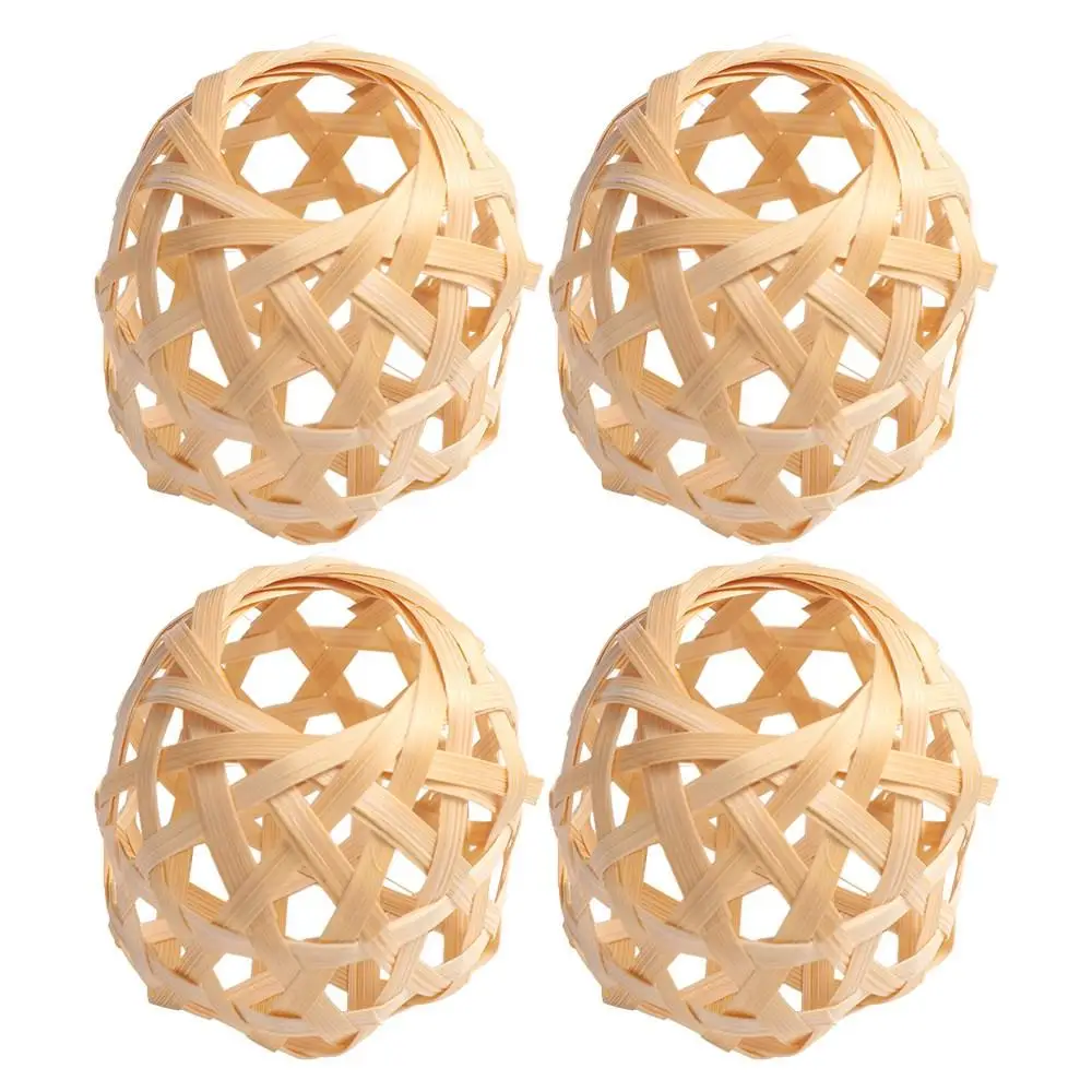 Bamboo Cage Woven Bamboo Lamp Shade Globe Small Bulb Lampshades Removable Hanging Chandelier Cover Ceiling Pendant Cage