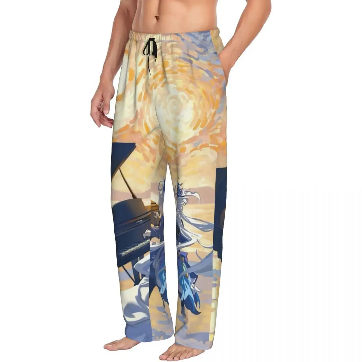 Custom Furina Genshin Impact Game Men Pajama Pants Lounge Sleep Sleepwear Bottoms with Pockets
