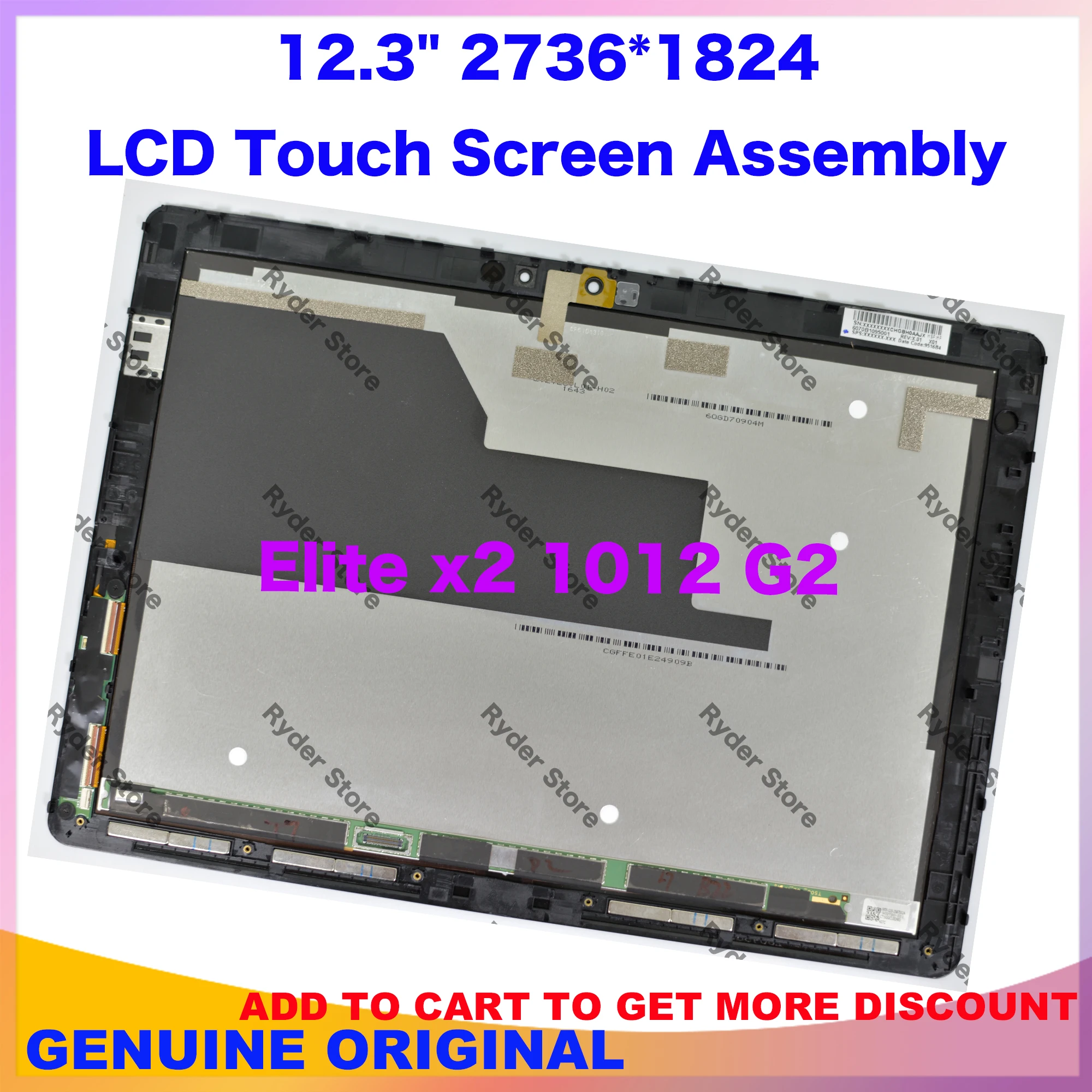 Original For HP Elite x2 1012 G2 LCD Touch Screen Digitizer Replacement Panel Assembly With Bezel Frame 925556-001 925556-001
