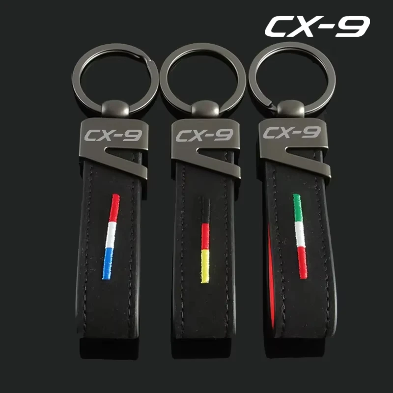 Suede For CX9 CX8 RX8 BT50 CX7 CX30 2 323 626 6 Atenza Car Keychain Pendant Auto Key Chain Key Holder Accessories